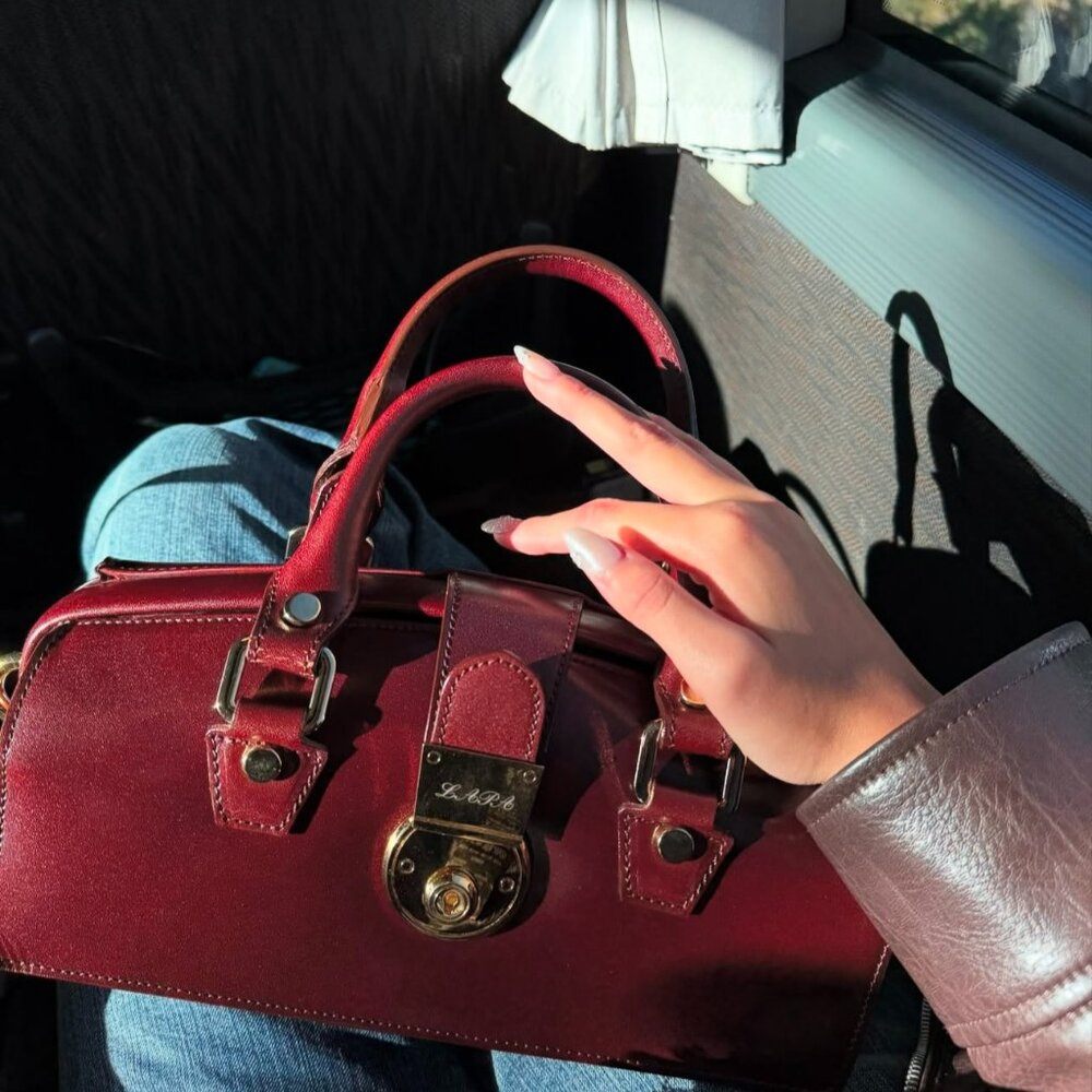 MICHELANGELO BORSA DOTTORE PICCOLO IN PELL LISCIA Inspired Burgundy Leather Bag